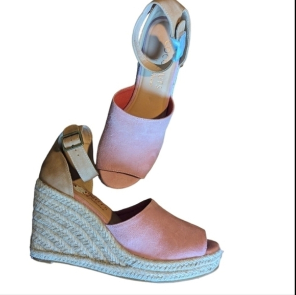 New Matisse Flamingo Wedge blush /tan Espadrille White Lotus Vibes sz 10 - Picture 1 of 14